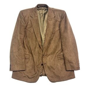 vtg Circle S 52L Brown Faux Suede Moleskin Blazer Jacket Sport Coat Western USA